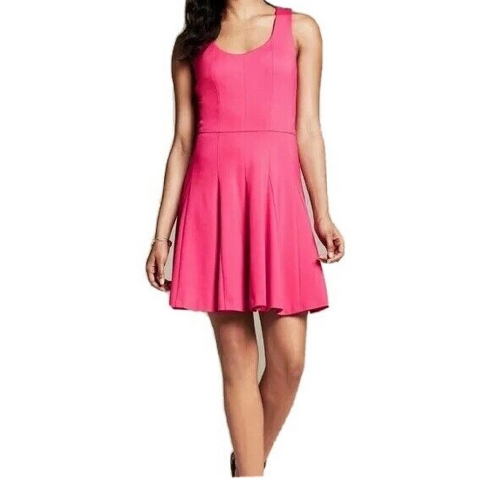 Banana Republic Ponte Skater Dress Fit Flare Criss Cross Back Pink NEW